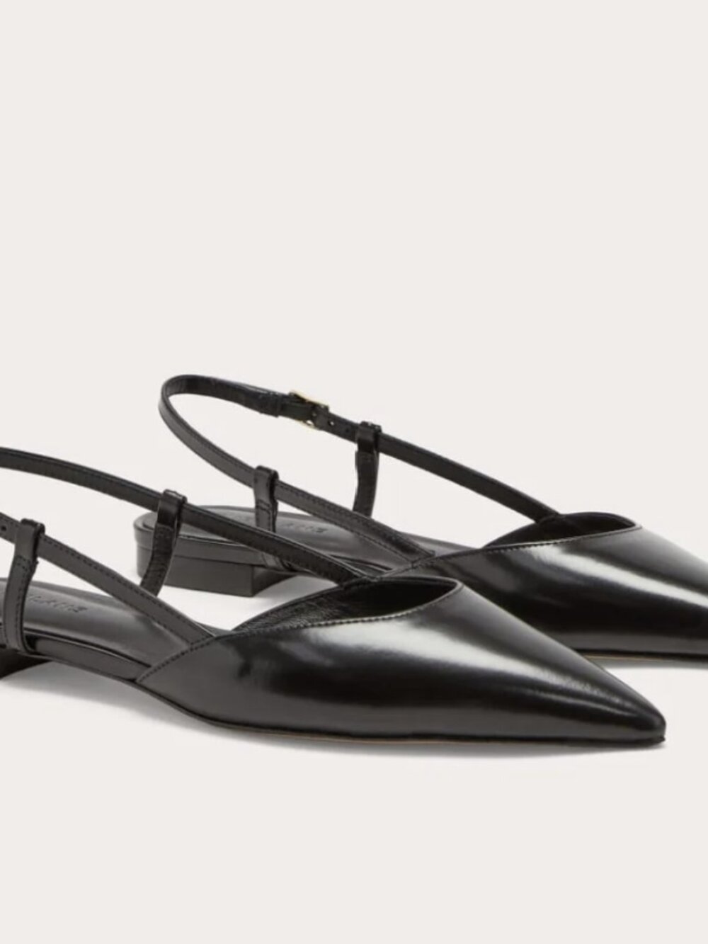 Everlane The Studio Slingback Flat Black Leather Pointed Toe Women's 7.5 Box